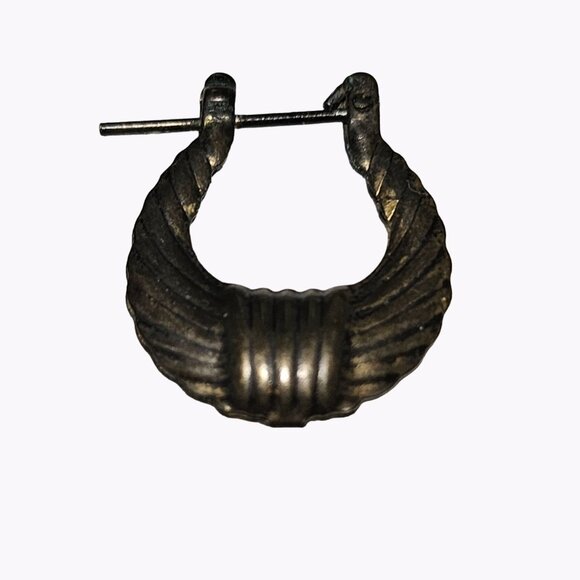 Gold Tone Doorknocker Hoop Drop Earrings Boho Statement Womens Costume Jewelry - Picture 3 of 4